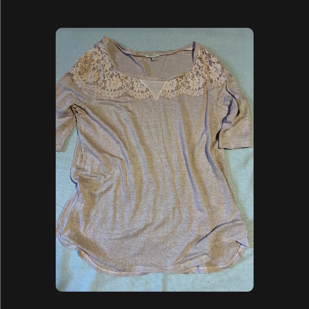 Bordeaux XL lacy detail quarter sleeve mauve pink dress top